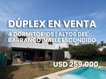 D�PLEX EN VENTA 4 DORMITORIOS VALLE ESCONDIDO ALTOS DEL BARRANCO